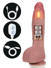 Nathan | 11" × 2.2" Long Pulse Thrusting Dildo with Straight Shaft, Heating & Vibration