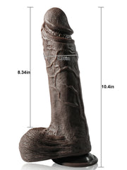 Nolan | 10.4" × 1.96" Thrusting Dildo with Full Length, Lifelike Detail & Suction Base(Black)