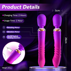 Wes | 10.2" × 1.6" Dual-Head Wand Vibrator with Heated Thrusting, G-Spot & Clitoral Stimulation
