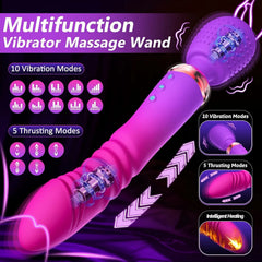 Wes | 10.2" × 1.6" Dual-Head Wand Vibrator with Heated Thrusting, G-Spot & Clitoral Stimulation