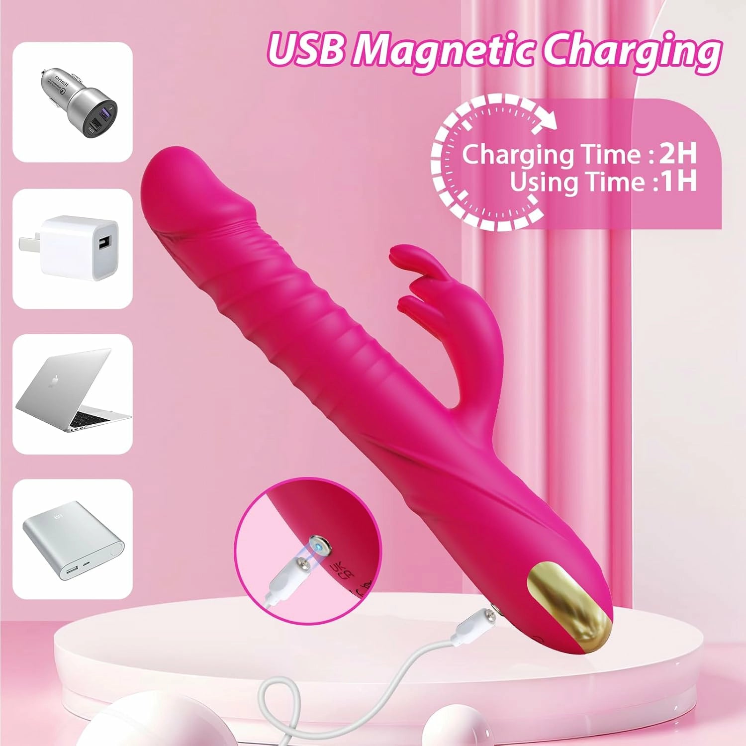 Daisy | 5.1" × 1.3" Rabbit Vibrator with Thrusting Shaft, G-Spot & Clitoral Stimulation