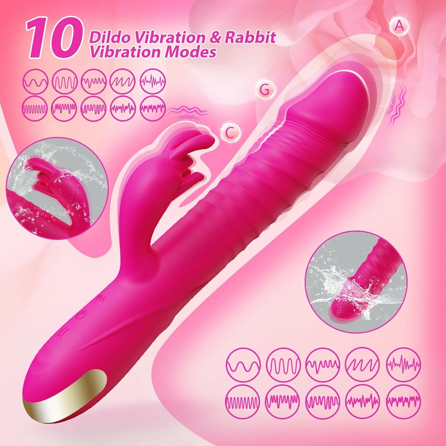 Daisy | 5.1" × 1.3" Rabbit Vibrator with Thrusting Shaft, G-Spot & Clitoral Stimulation