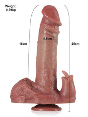 Eli | 9.84" × 1.88" Thrusting Rabbit Dildo with Lifelike Detail, G-Spot & Clitoral Arm