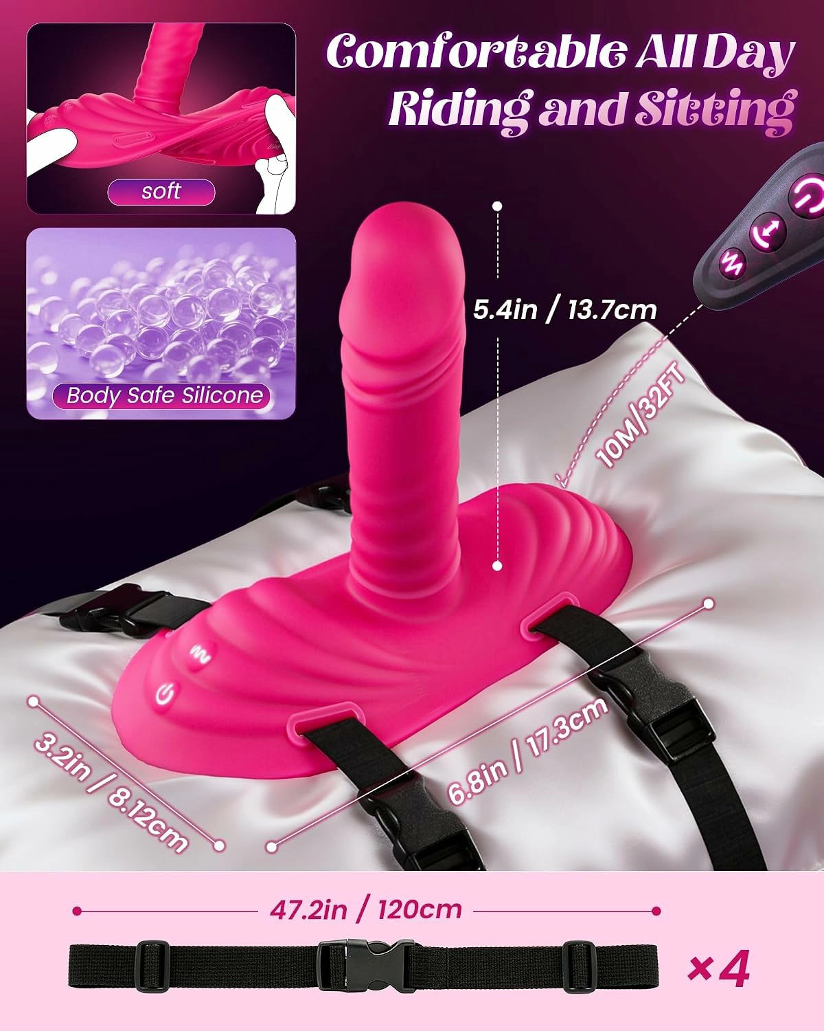 Juno | 5.4" Wearable Thrusting Dildo with G-Spot, Clitoral & Anal Stimulation and Remote Control