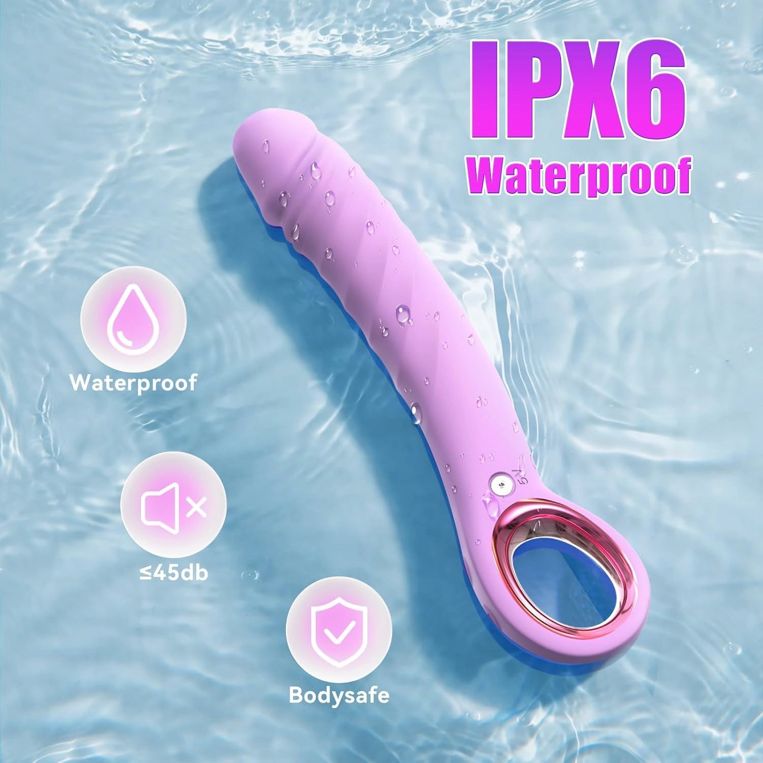 Max | 8.3" × 1.8" Thrusting Vibrator with Grip Ring, Realistic Feel & G-Spot Stimulation