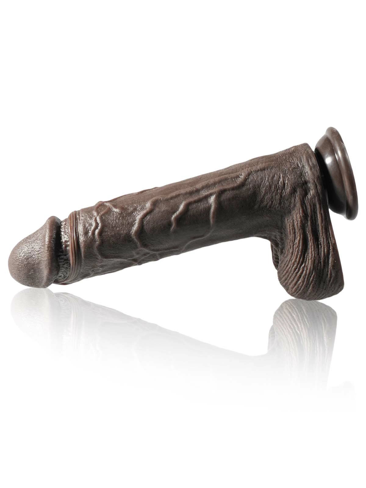 Nolan | 10.4" × 1.96" Thrusting Dildo with Full Length, Lifelike Detail & Suction Base(Black)
