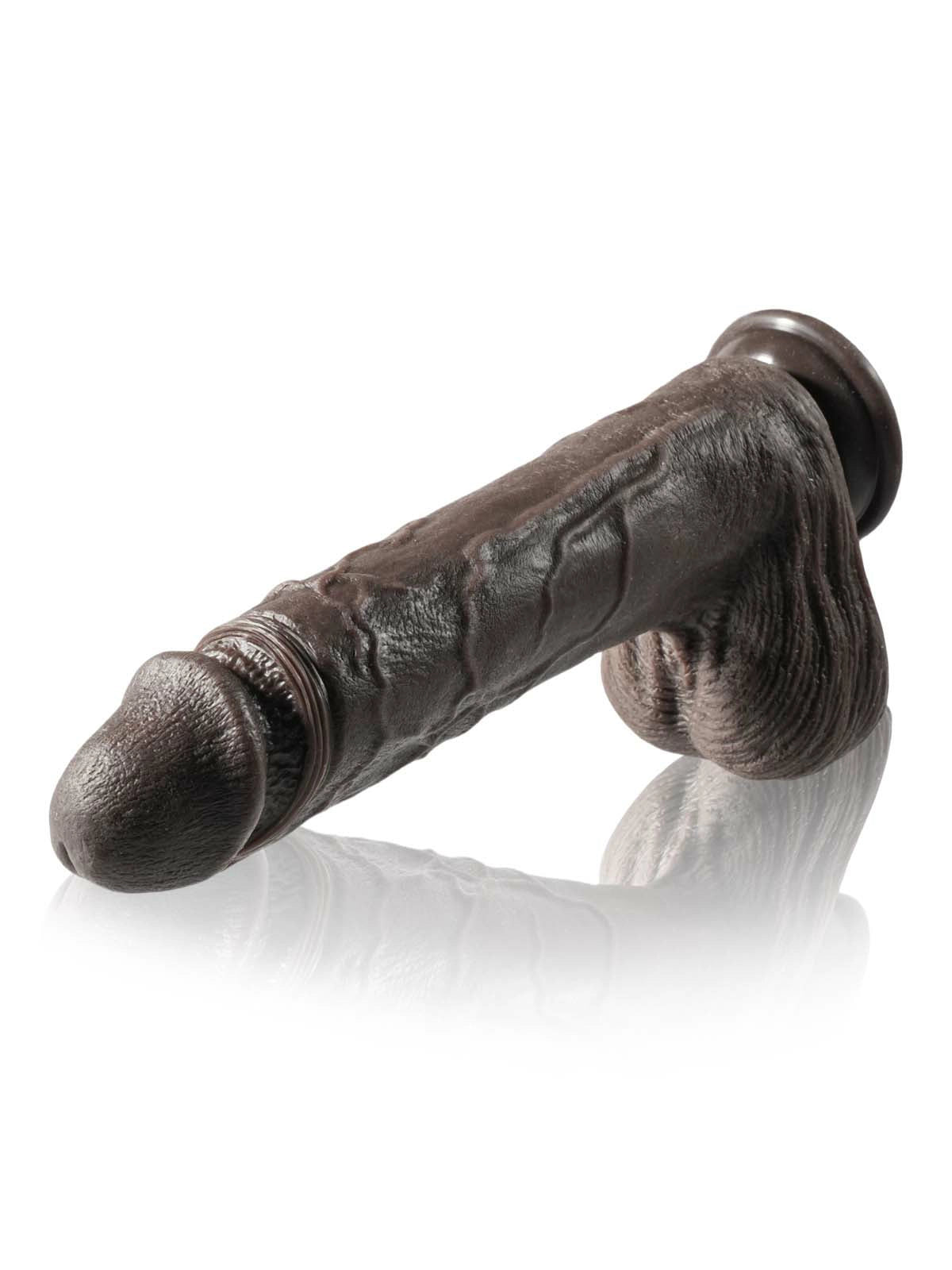 Nolan | 10.4" × 1.96" Thrusting Dildo with Full Length, Lifelike Detail & Suction Base(Black)