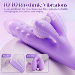 Pixie | 4.13" × 1.25" Rolling-Bead Thrusting Vibrator with Rabbit Ears, G-Spot & Clitoral Stimulation