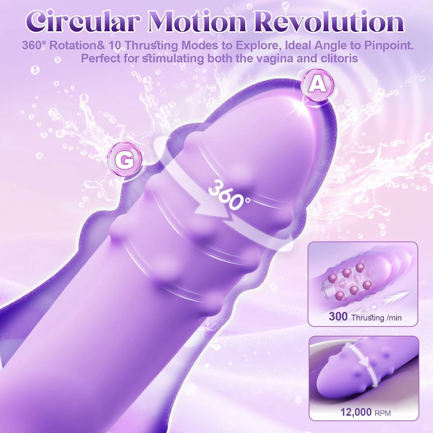 Pixie | 4.13" × 1.25" Rolling-Bead Thrusting Vibrator with Rabbit Ears, G-Spot & Clitoral Stimulation
