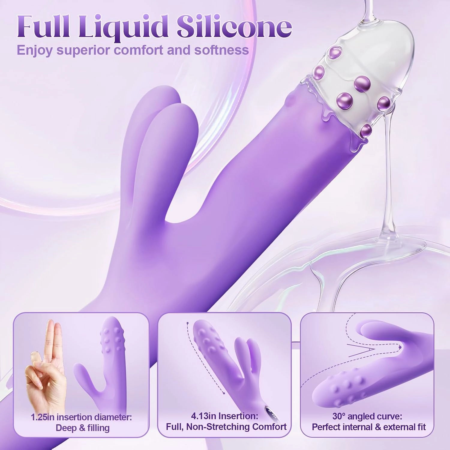 Pixie | 4.13" × 1.25" Rolling-Bead Thrusting Vibrator with Rabbit Ears, G-Spot & Clitoral Stimulation