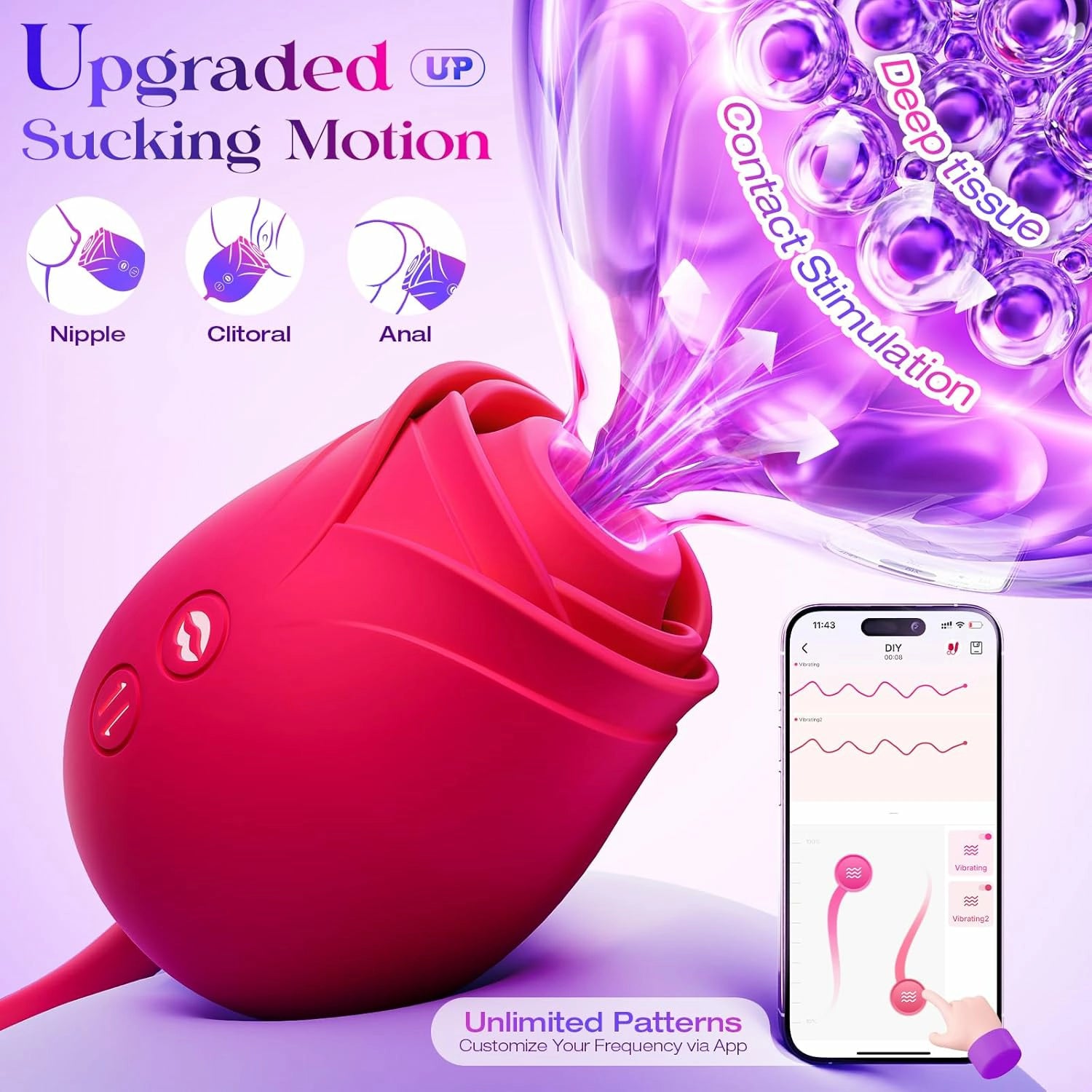 Ruby | 5" Thrusting Rose Vibrator with G-Spot Thrust, Clitoral Suction & App Control