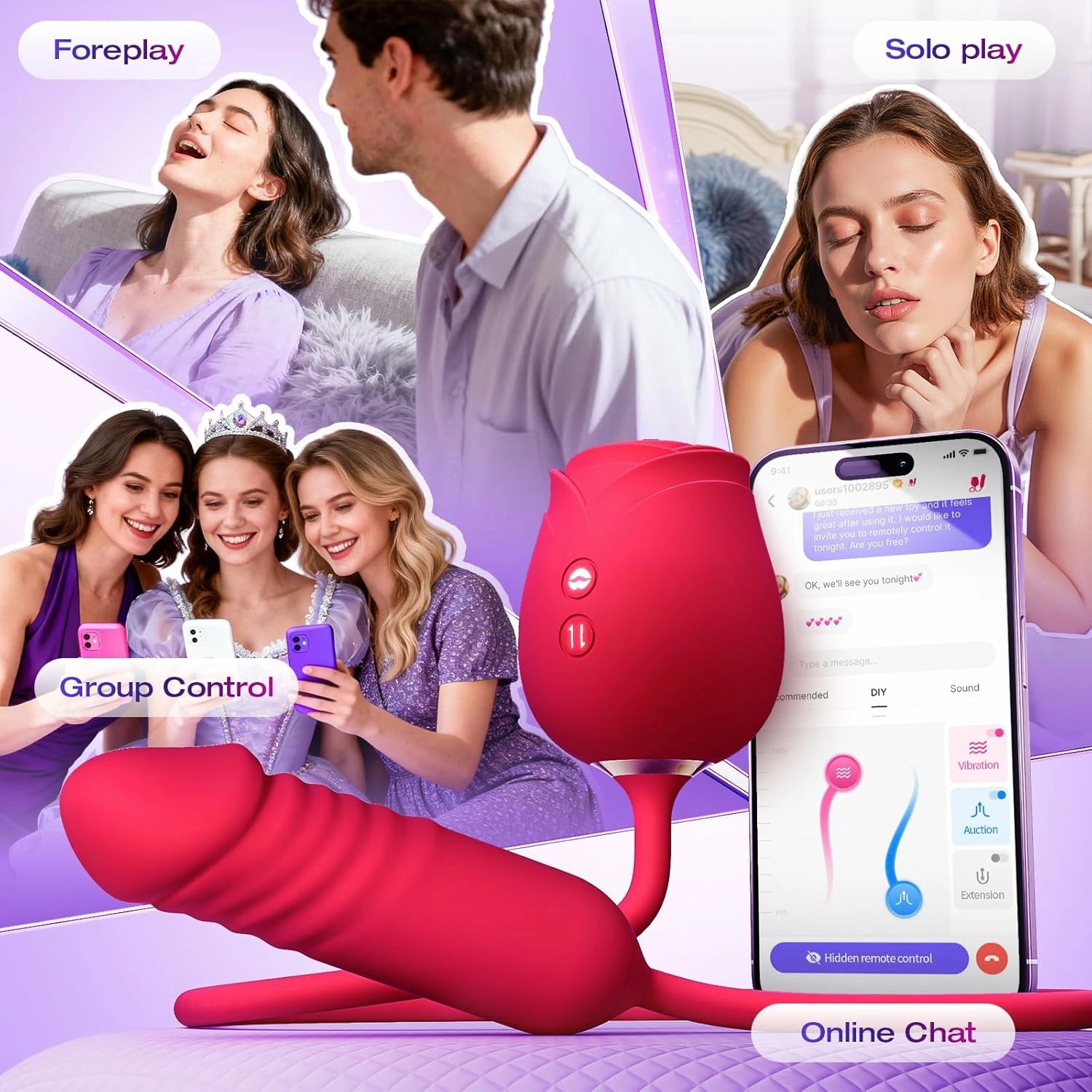 Ruby | 5" Thrusting Rose Vibrator with G-Spot Thrust, Clitoral Suction & App Control