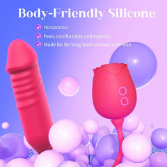 Ruby | 5" Thrusting Rose Vibrator with G-Spot Thrust, Clitoral Suction & App Control