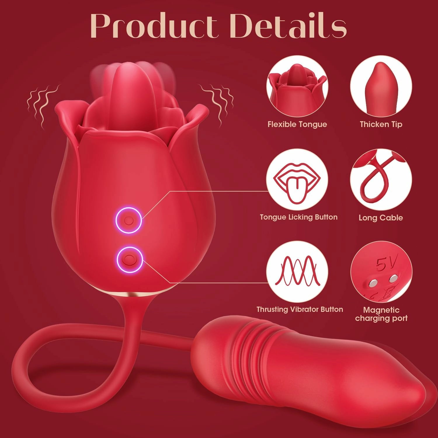 Rosie | Tongue Vibrator with Deep Thrusting, Clitoral Licking & App Control