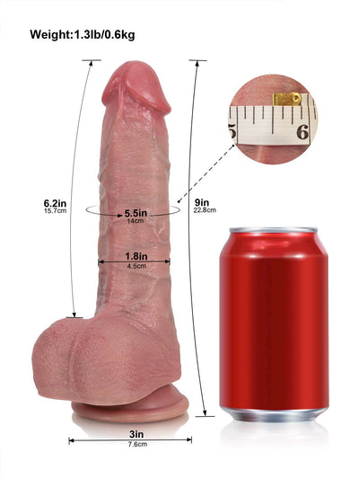 Ryan | 9" × 1.8" Pulse Thrusting Vibrating Dildo with Broad Flared Head & Heating