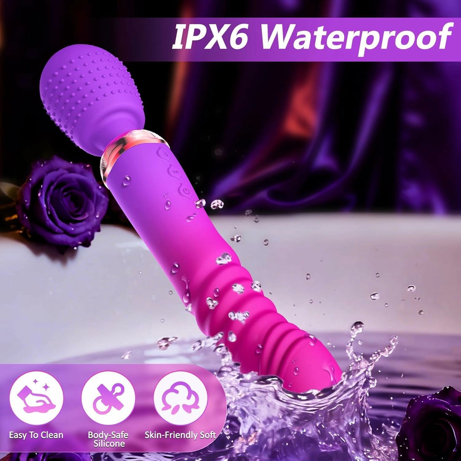 Wes | 10.2" × 1.6" Dual-Head Wand Vibrator with Heated Thrusting, G-Spot & Clitoral Stimulation