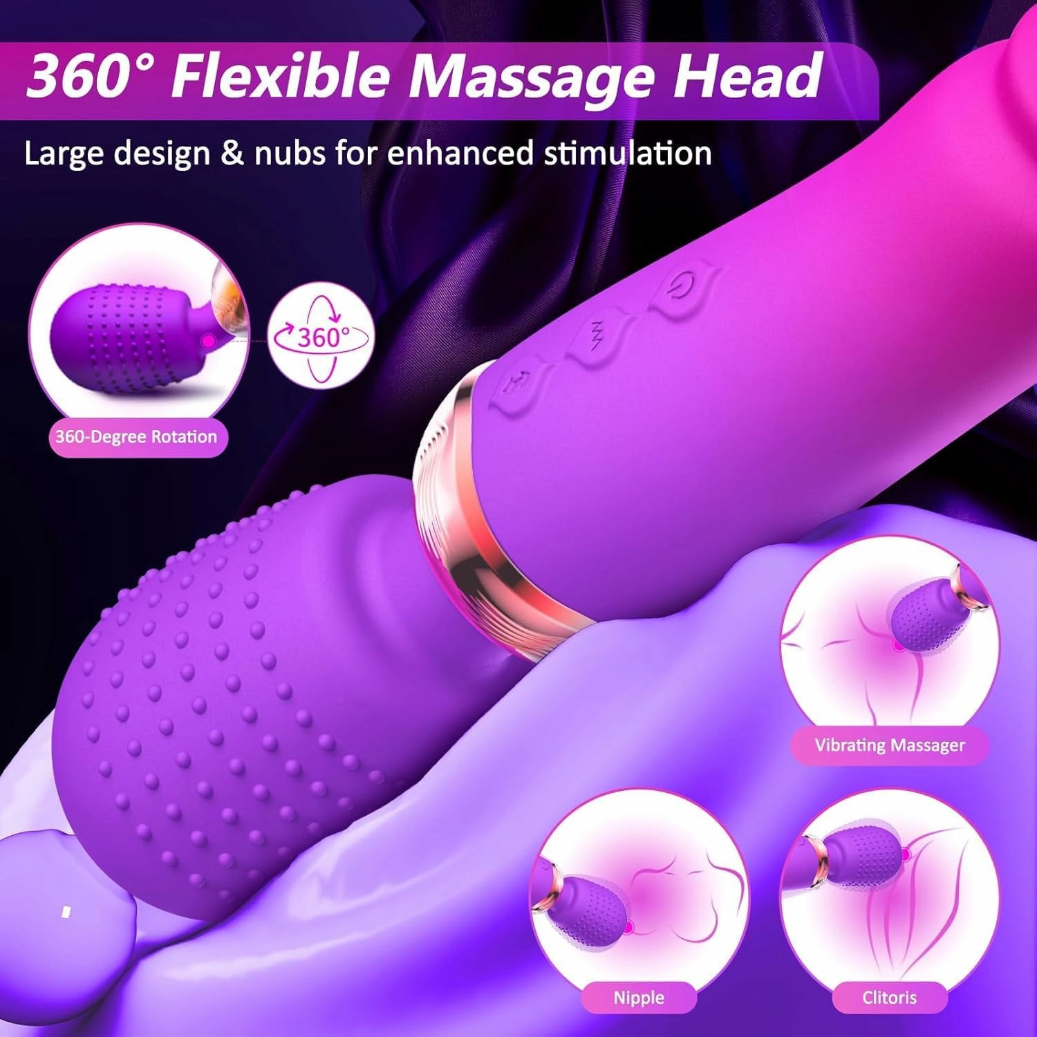 Wes | 10.2" × 1.6" Dual-Head Wand Vibrator with Heated Thrusting, G-Spot & Clitoral Stimulation